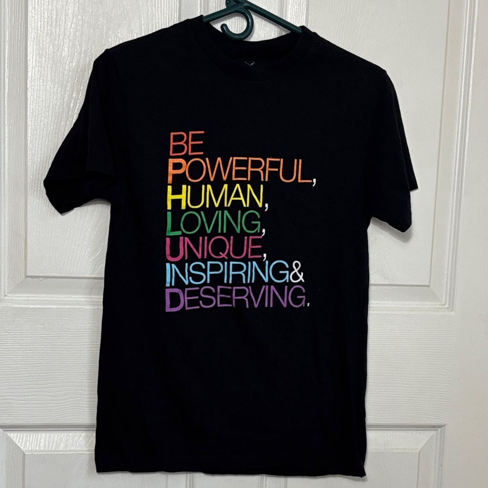 Be powerful human, loving, unique, inspiring, and deserving pride shirt